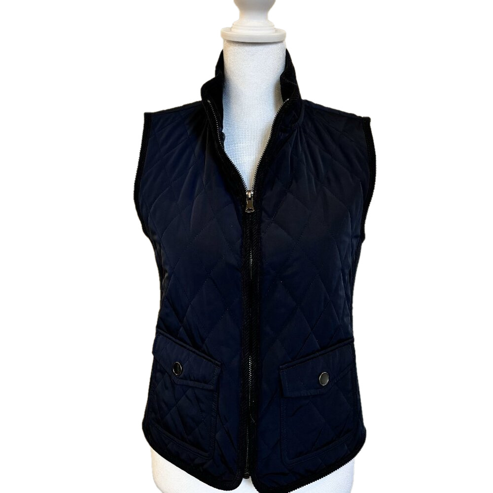 Talbot Blue Vest fully zipper & lined , 2 front pockets, ribbed sides, Petite SM